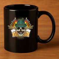 Funny Oktoberfest Halloween Skull 11oz C Handle Ceramic Mug