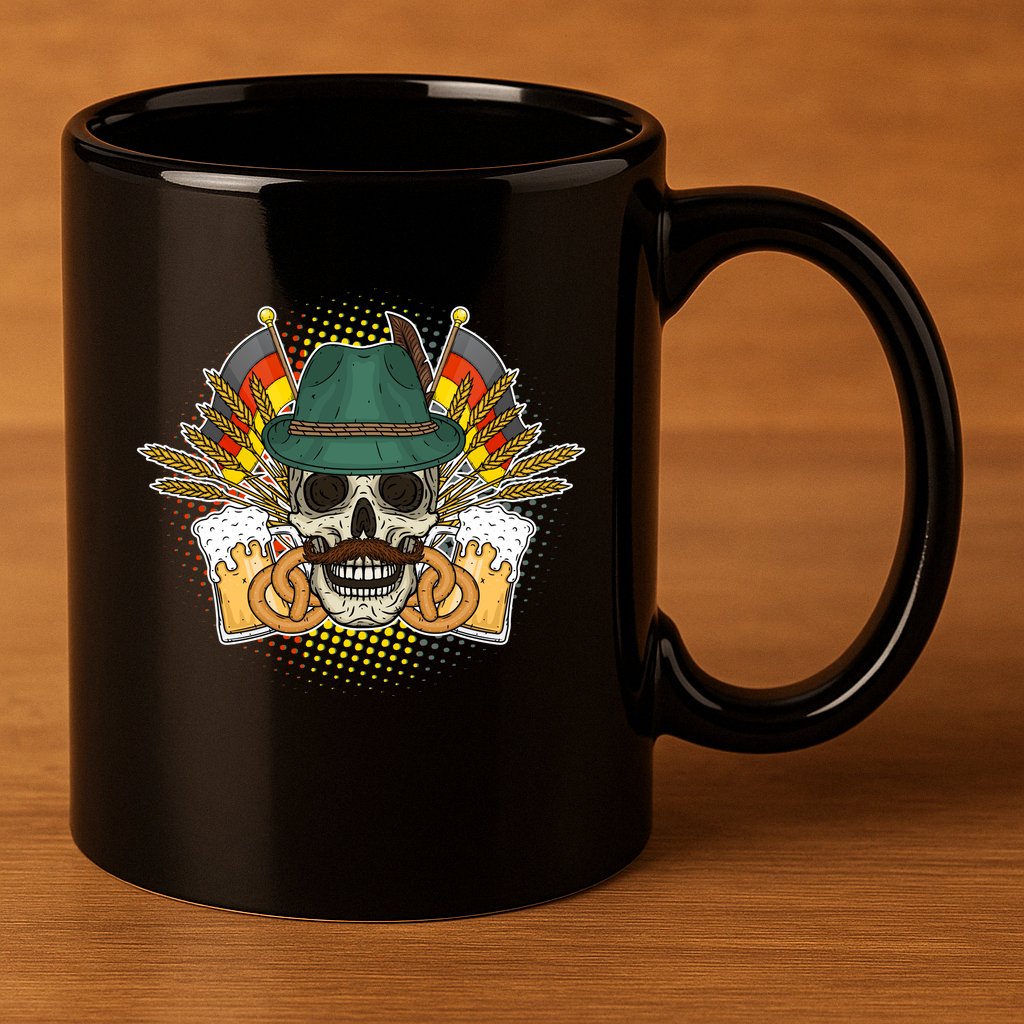 Funny Oktoberfest Halloween Skull 11oz C Handle Ceramic Mug