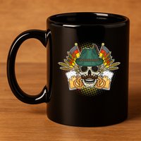 Funny Oktoberfest Halloween Skull 11oz C Handle Ceramic Mug