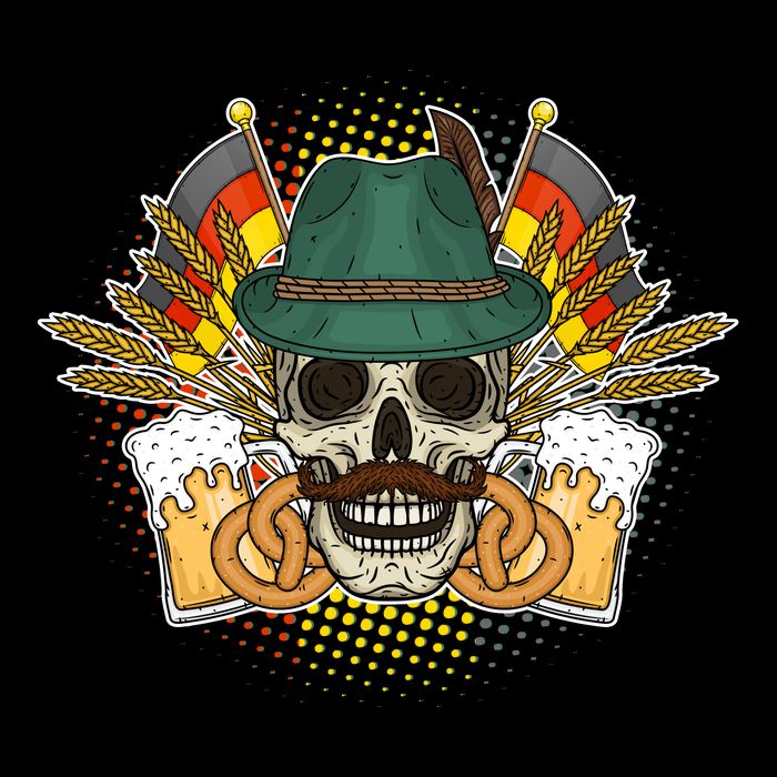 Funny Oktoberfest Halloween Skull Drawstring Bag