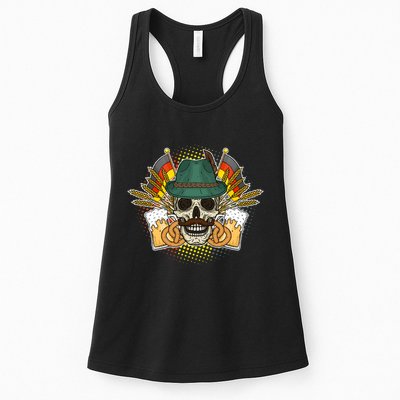 Funny Oktoberfest Halloween Skull Womens Tank Top
