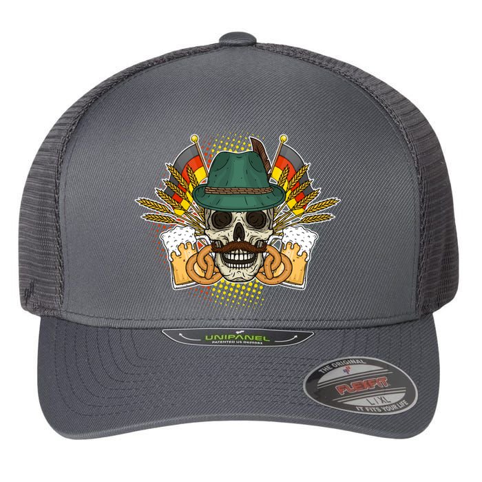 Funny Oktoberfest Halloween Skull Flexfit Unipanel Trucker Cap