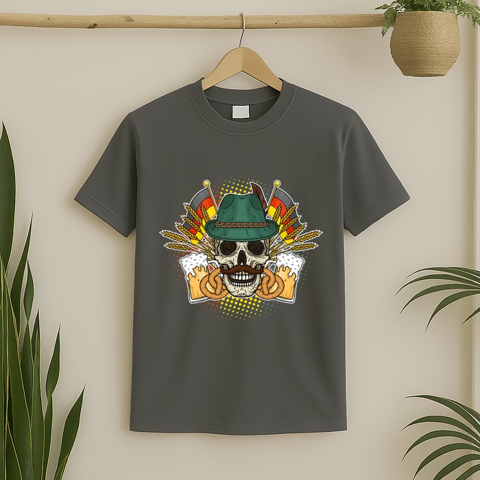 Funny Oktoberfest Halloween Skull T-Shirt