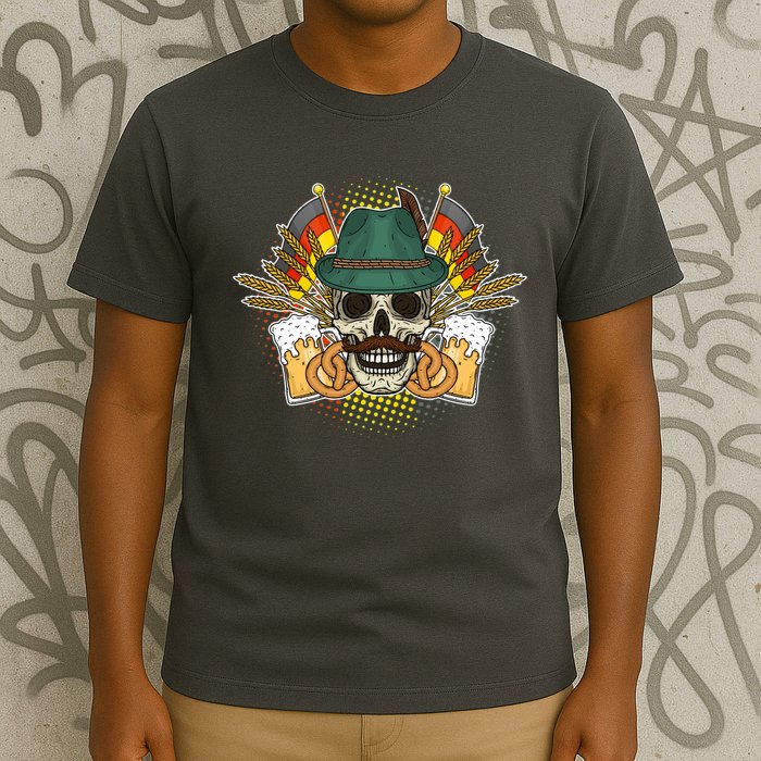 Funny Oktoberfest Halloween Skull T-Shirt