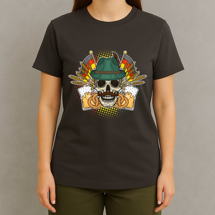 Funny Oktoberfest Halloween Skull T-Shirt
