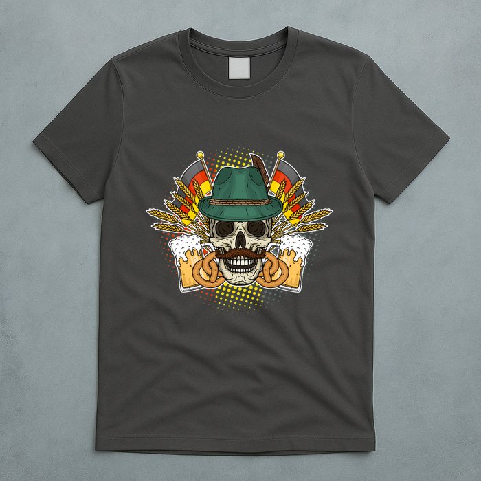 Funny Oktoberfest Halloween Skull T-Shirt