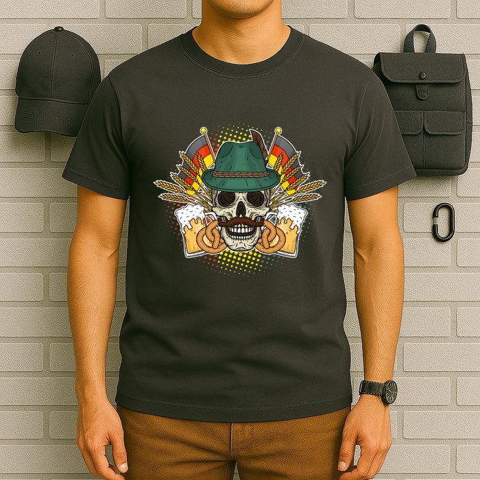 Funny Oktoberfest Halloween Skull T-Shirt