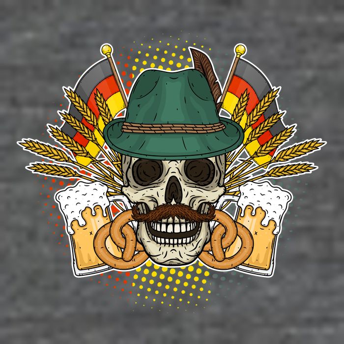 Funny Oktoberfest Halloween Skull T-Shirt