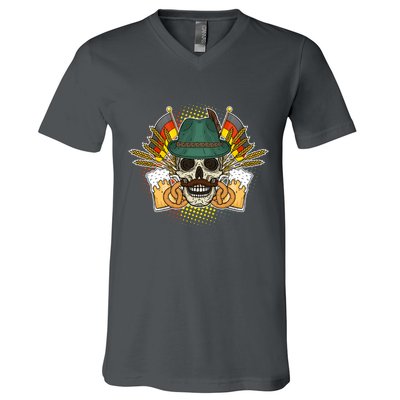 Funny Oktoberfest Halloween Skull V-Neck T-Shirt