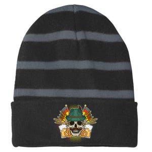 Funny Oktoberfest Halloween Skull Striped Beanie with Solid Band