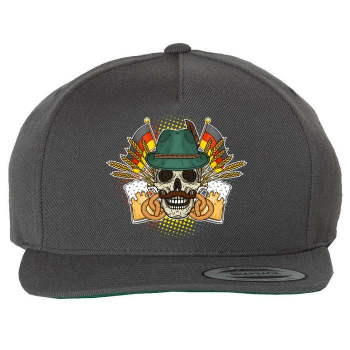 Funny Oktoberfest Halloween Skull Wool Snapback Cap