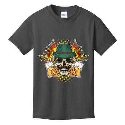Funny Oktoberfest Halloween Skull Kids T-Shirt