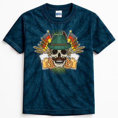 Funny Oktoberfest Halloween Skull Kids Tie-Dye T-Shirt