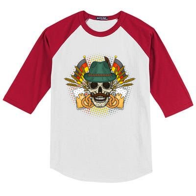 Funny Oktoberfest Halloween Skull Kids Colorblock Raglan Jersey