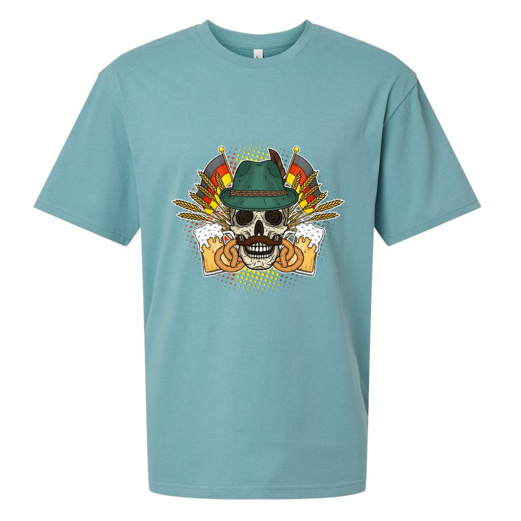Funny Oktoberfest Halloween Skull Sueded Cloud Jersey T-Shirt