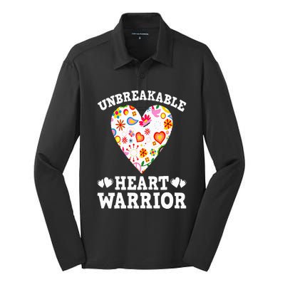 Funny Open Heart Surgery Bypass Unbreakable Heart Warrior Silk Touch Performance Long Sleeve Polo