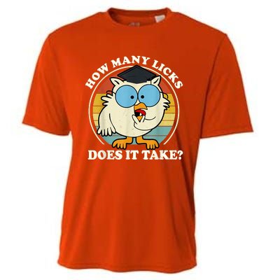 Funny Owl How Many Licks Does It Take Retro Vintage Cooling Performance Crew T-Shirt