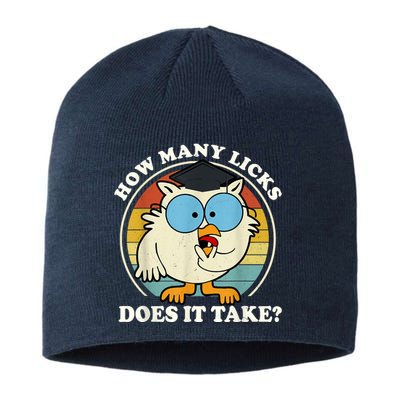 Funny Owl How Many Licks Does It Take Retro Vintage Sustainable Beanie