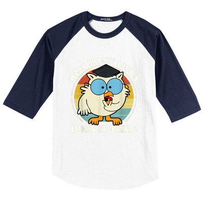 Funny Owl How Many Licks Does It Take Retro Vintage Baseball Sleeve Shirt