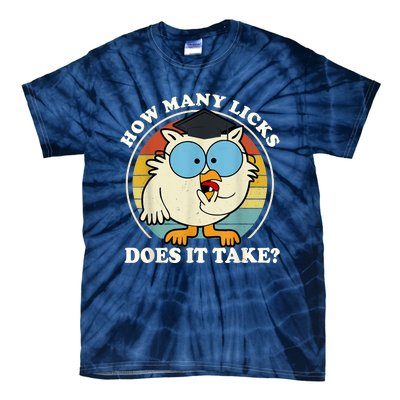 Funny Owl How Many Licks Does It Take Retro Vintage Tie-Dye T-Shirt