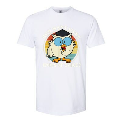 Funny Owl How Many Licks Does It Take Retro Vintage Softstyle® CVC T-Shirt