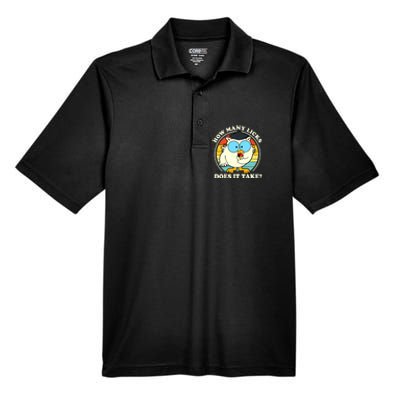 Funny Owl How Many Licks Does It Take Retro Vintage Men's Origin Performance Pique Polo