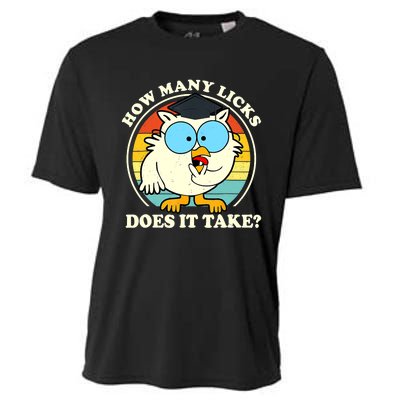 Funny Owl How Many Licks Does It Take Retro Vintage Cooling Performance Crew T-Shirt