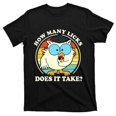 Funny Owl How Many Licks Does It Take Retro Vintage T-Shirt