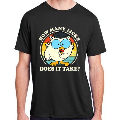 Funny Owl How Many Licks Does It Take Retro Vintage Adult ChromaSoft Performance T-Shirt