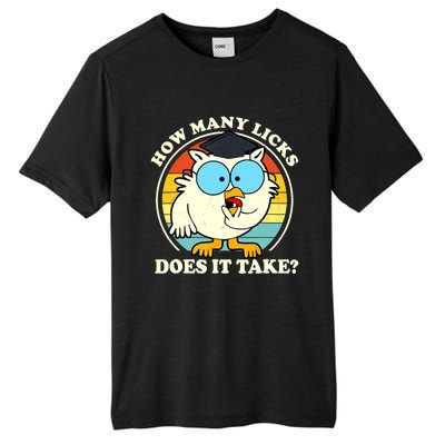 Funny Owl How Many Licks Does It Take Retro Vintage Tall Fusion ChromaSoft Performance T-Shirt