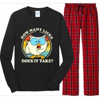 Funny Owl How Many Licks Does It Take Retro Vintage Long Sleeve Pajama Set