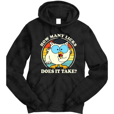 Funny Owl How Many Licks Does It Take Retro Vintage Tie Dye Hoodie