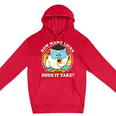 Funny Owl How Many Licks Does It Take Retro Vintage Premium Pullover Hoodie