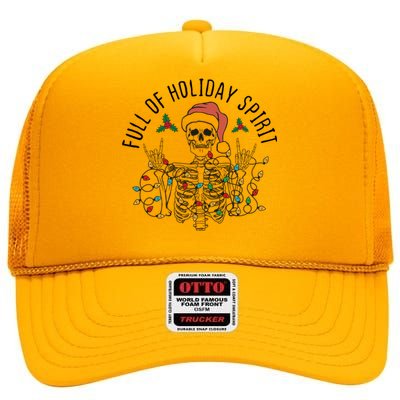 Full Of Holiday Spirit Funny Christmas Gift High Crown Mesh Back Trucker Hat