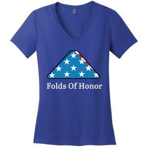 Folds Of Honor Fallen Military First Responders Patriotic Meaningful Gift Women's V-Neck T-Shirt