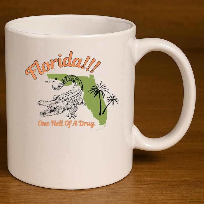 Florida One Hell Of A Drug Funny Summer Beach 11oz C Handle Ceramic Mug