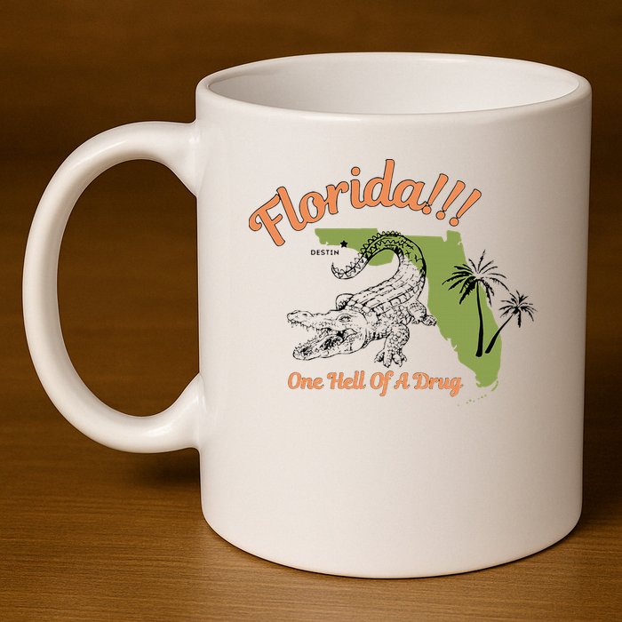 Florida One Hell Of A Drug Funny Summer Beach 11oz C Handle Ceramic Mug