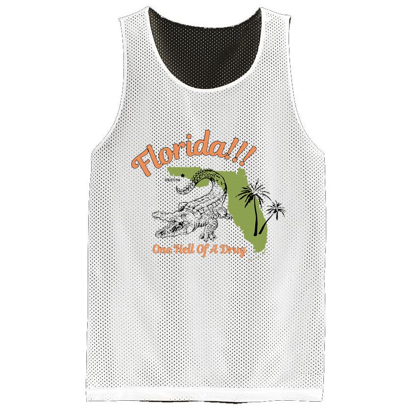 Florida One Hell Of A Drug Funny Summer Beach Mesh Reversible Basketball Jersey Tank