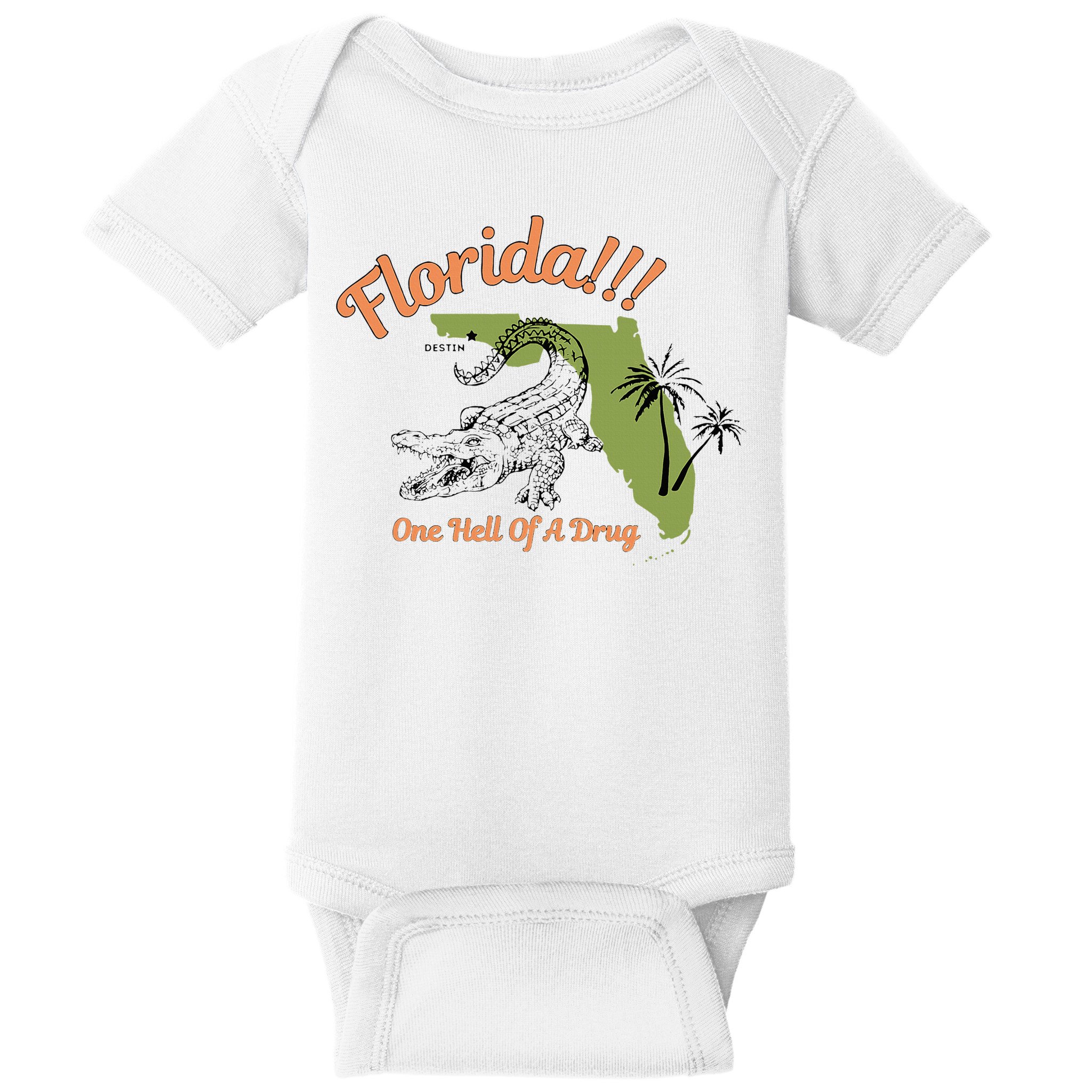 Florida One Hell Of A Drug Funny Summer Beach Baby Bodysuit
