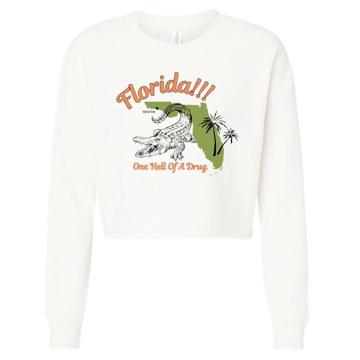 Florida One Hell Of A Drug Funny Summer Beach Cropped Pullover Crew