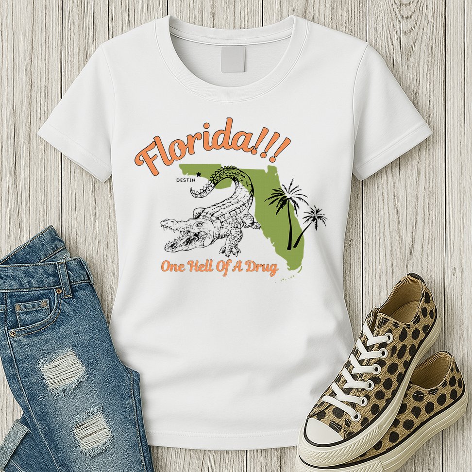 Florida One Hell Of A Drug Funny Summer Beach Womens T-Shirt
