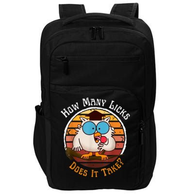 Funny Owl How Many Licks Does It Take Retro Vintage Impact Tech Backpack