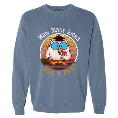 Funny Owl How Many Licks Does It Take Retro Vintage Garment-Dyed Sweatshirt