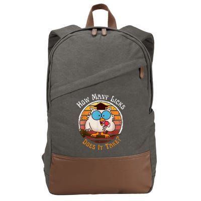 Funny Owl How Many Licks Does It Take Retro Vintage Cotton Canvas Backpack