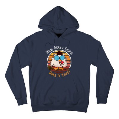 Funny Owl How Many Licks Does It Take Retro Vintage Hoodie