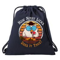 Funny Owl How Many Licks Does It Take Retro Vintage Drawstring Bag