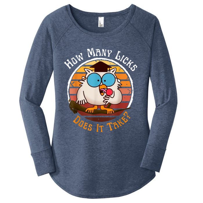 Funny Owl How Many Licks Does It Take Retro Vintage Women's Perfect Tri Tunic Long Sleeve Shirt