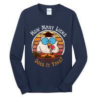 Funny Owl How Many Licks Does It Take Retro Vintage Tall Long Sleeve T-Shirt