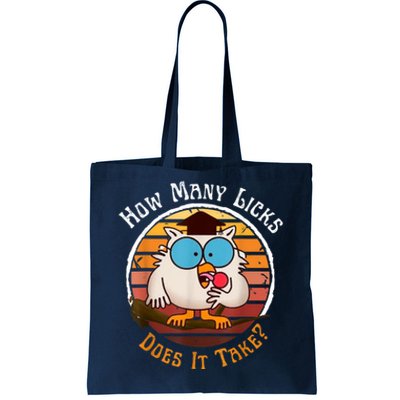 Funny Owl How Many Licks Does It Take Retro Vintage Tote Bag