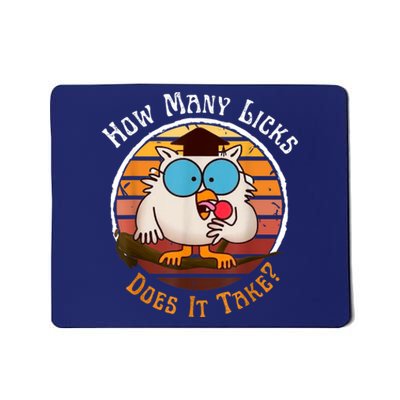 Funny Owl How Many Licks Does It Take Retro Vintage Mousepad